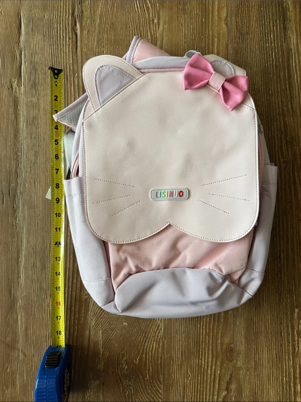 Losinuo Pink Cat Backpack with Bow - multiple compartments